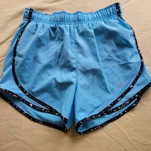 Nike Dri Fit Girls Running / Athletic Shorts Blue/ White with inner li